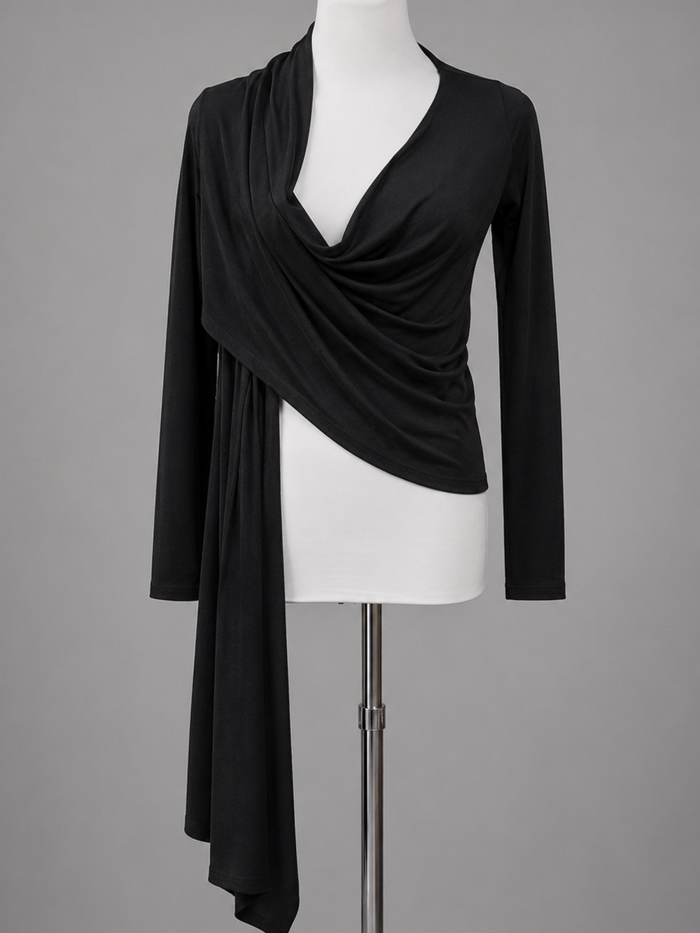 Chic Shine New York Black Sweater Jacket with Wrap Poncho Vibes sz L